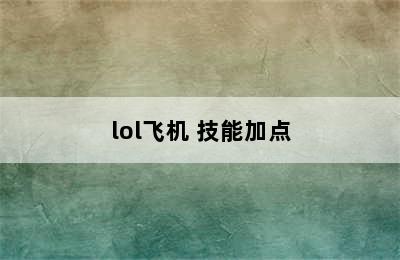 lol飞机 技能加点